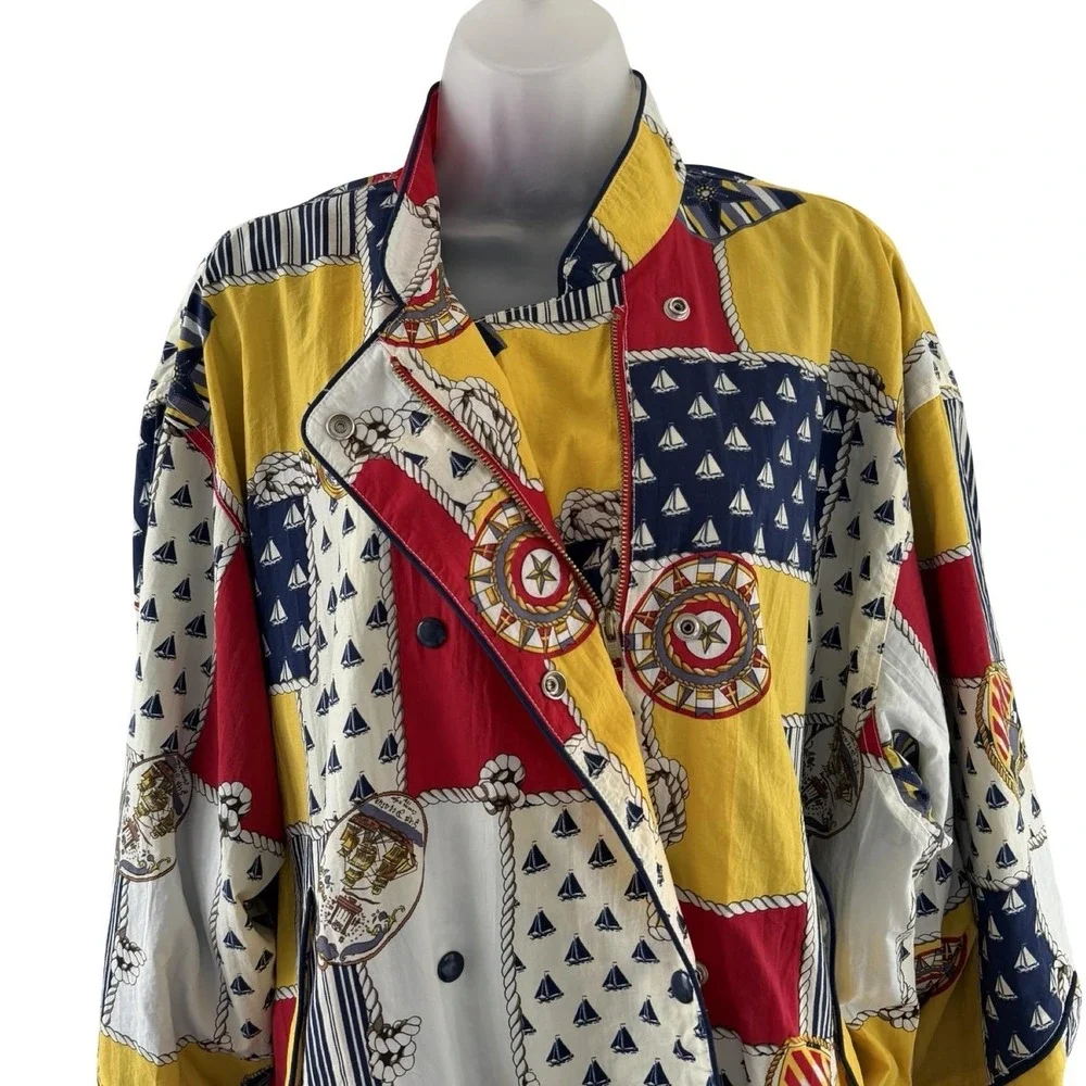 Vintage Liz Sport Jacket Womens XL Nautical Sailboat Windbreaker 80s Yacht Club - Picture 4 of 16